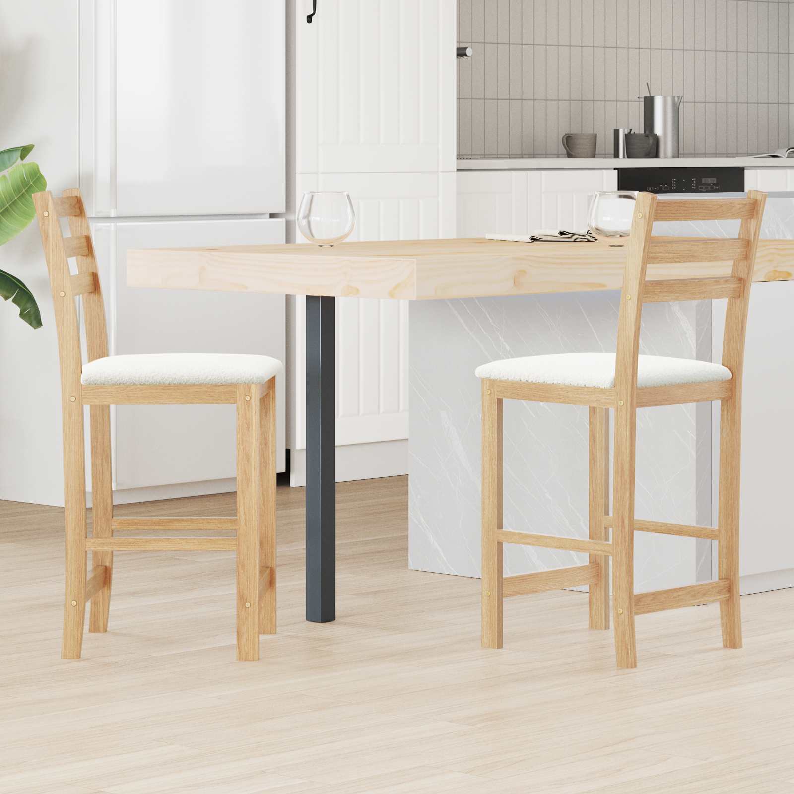 Esszimmerstühle 2 pcs Natur 40 x 47,5 x 99,5 cm