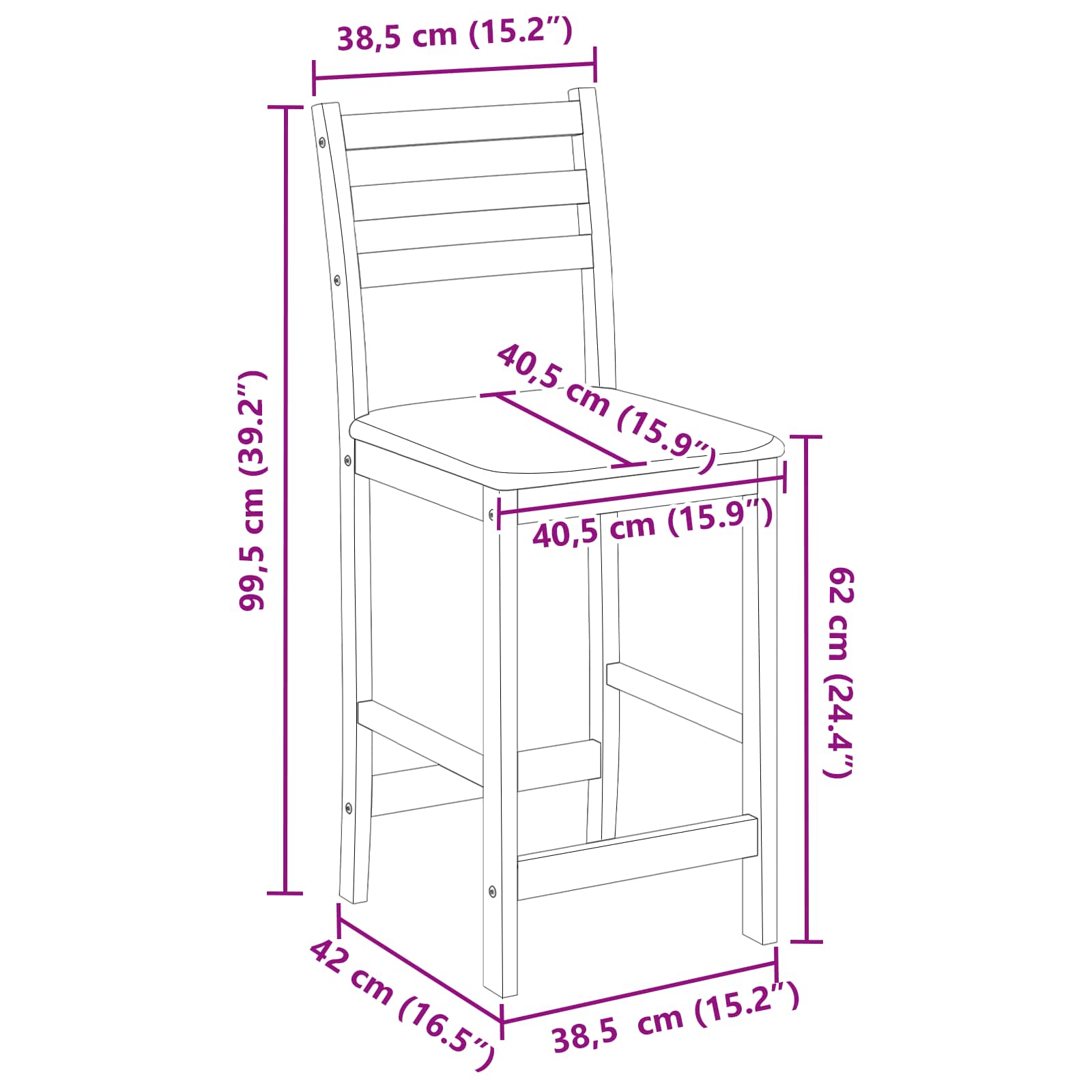 Esszimmerstühle 2 pcs Natur 40 x 47,5 x 99,5 cm