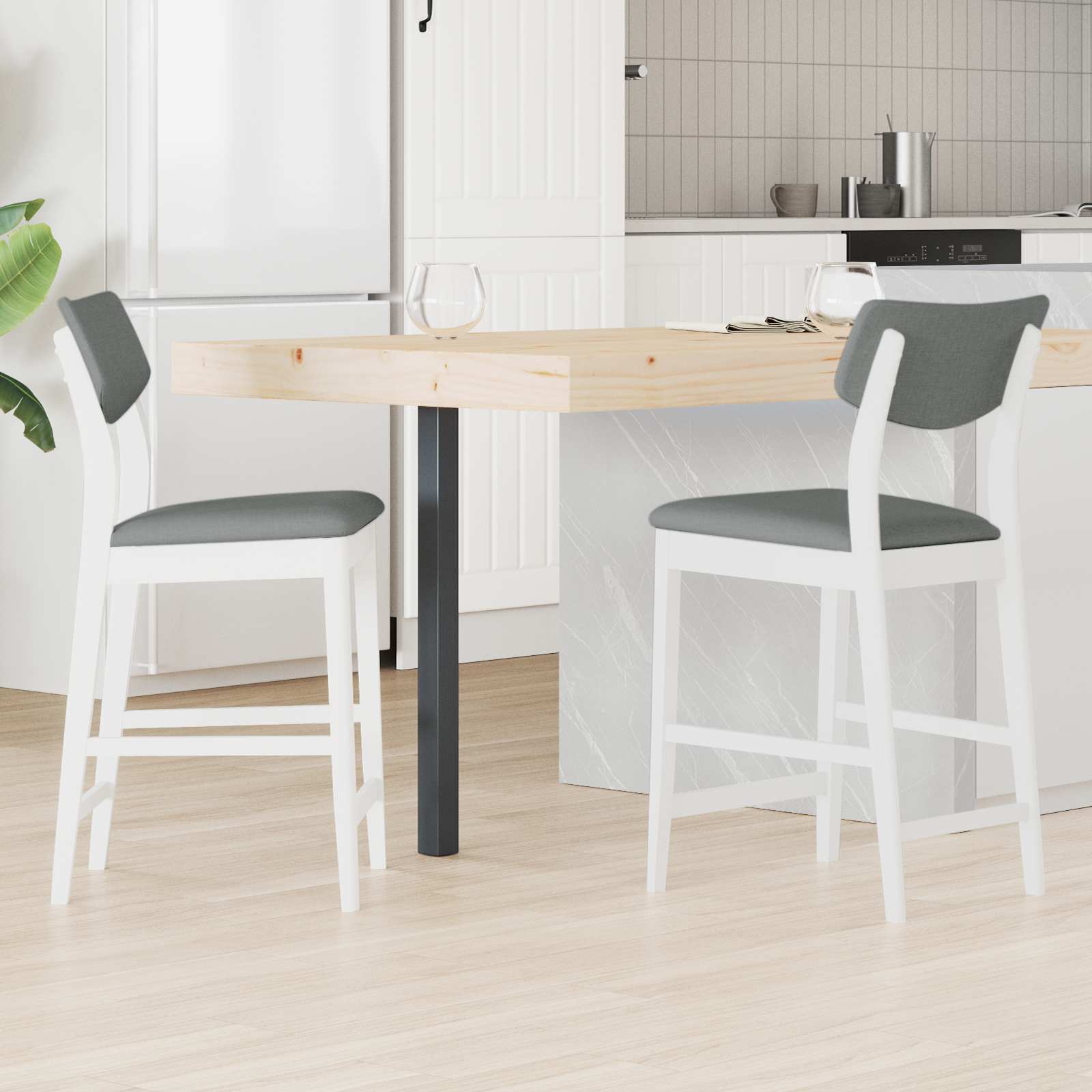 Esszimmerstühle 2 pcs Weiß 48 x 49 x 95 cm Massives Gummiholz
