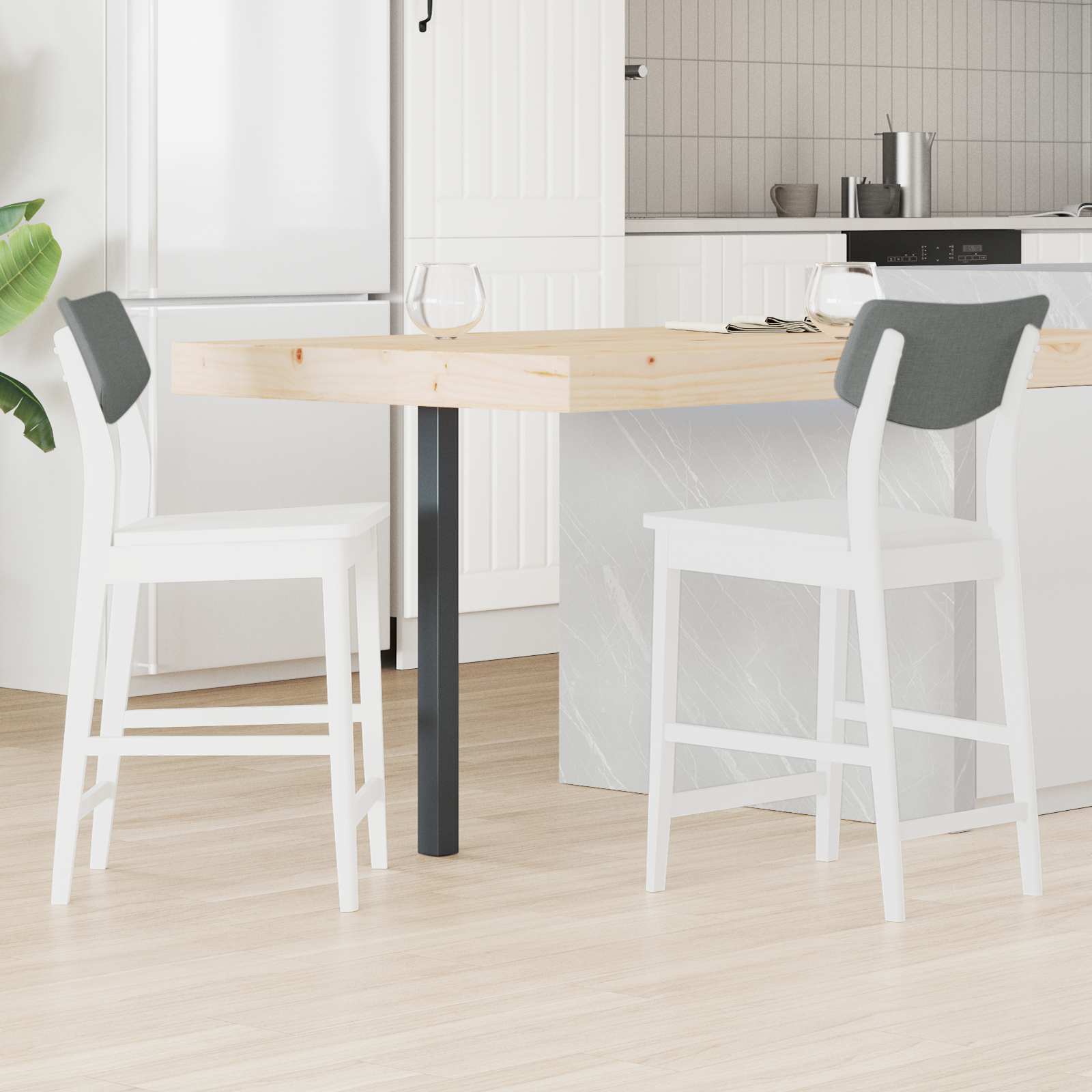 Esszimmerstühle 2 pcs Weiß 48 x 49 x 95 cm Massives Gummiholz