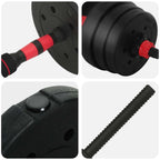 2-in-1 Hantelset 30kg Schwarz und Rot Zement und Eisensand