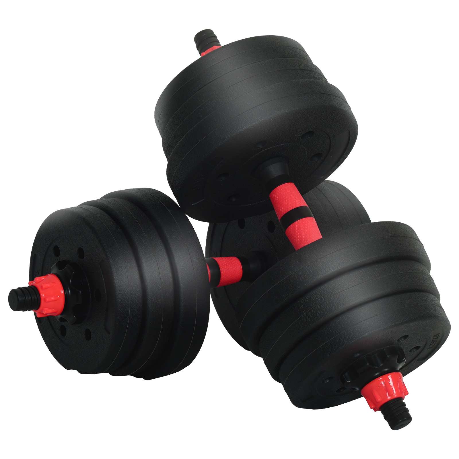 2-in-1 Hantelset 30kg Schwarz und Rot Zement und Eisensand