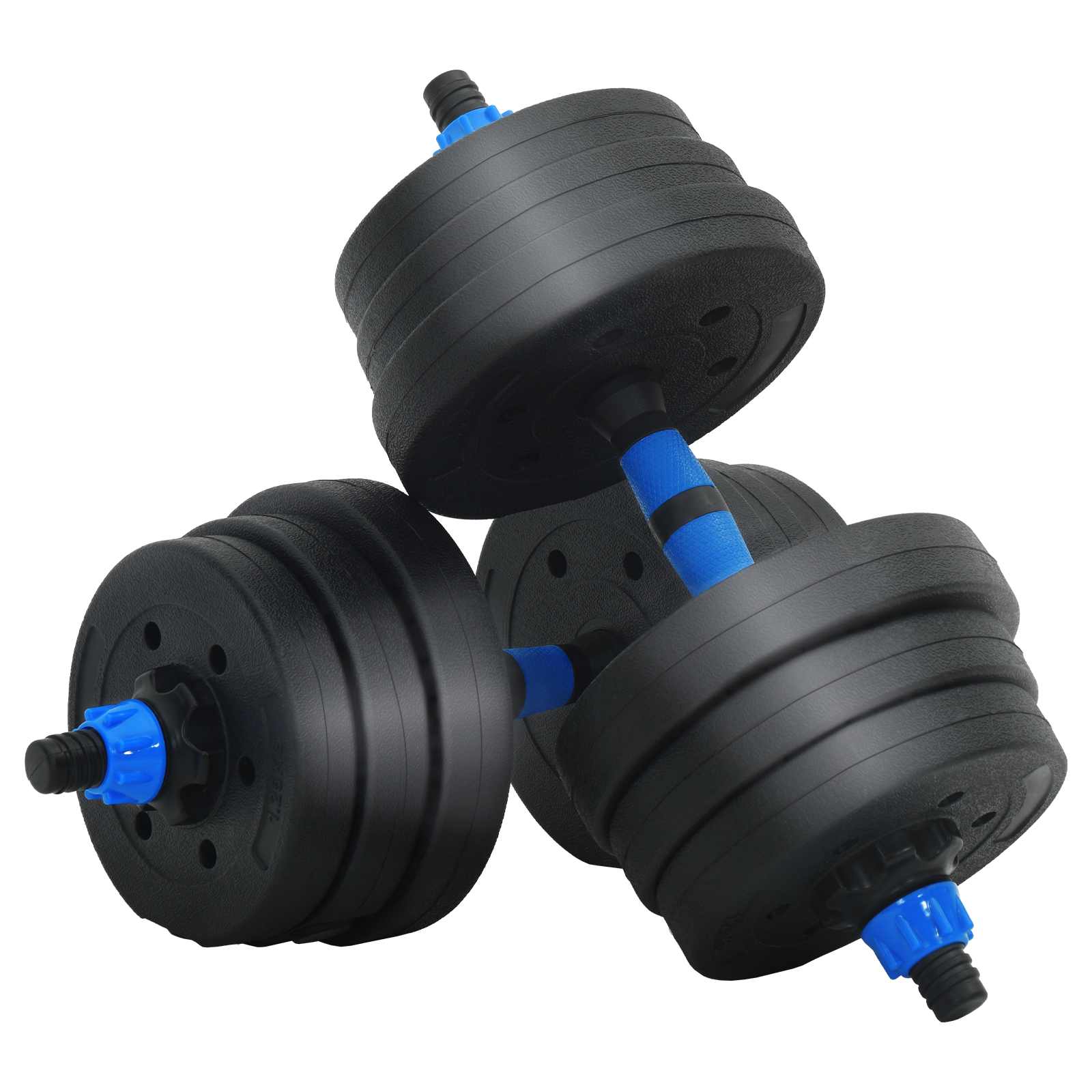 2-in-1 Hantelset 30kg Schwarz und Blau Zement und Eisensand