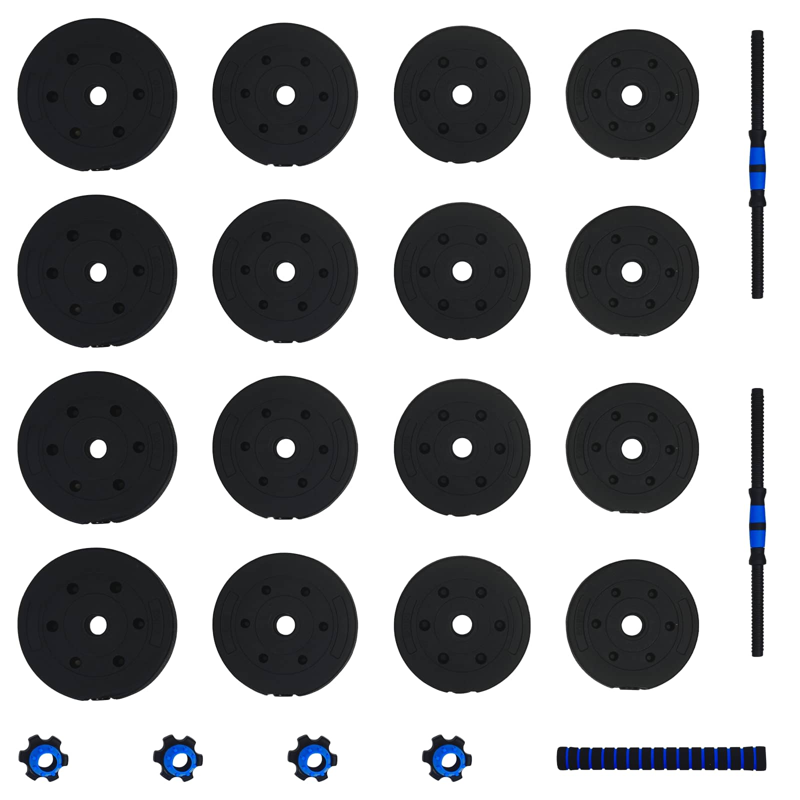 2-in-1 Hantelset 30kg Schwarz und Blau Zement und Eisensand