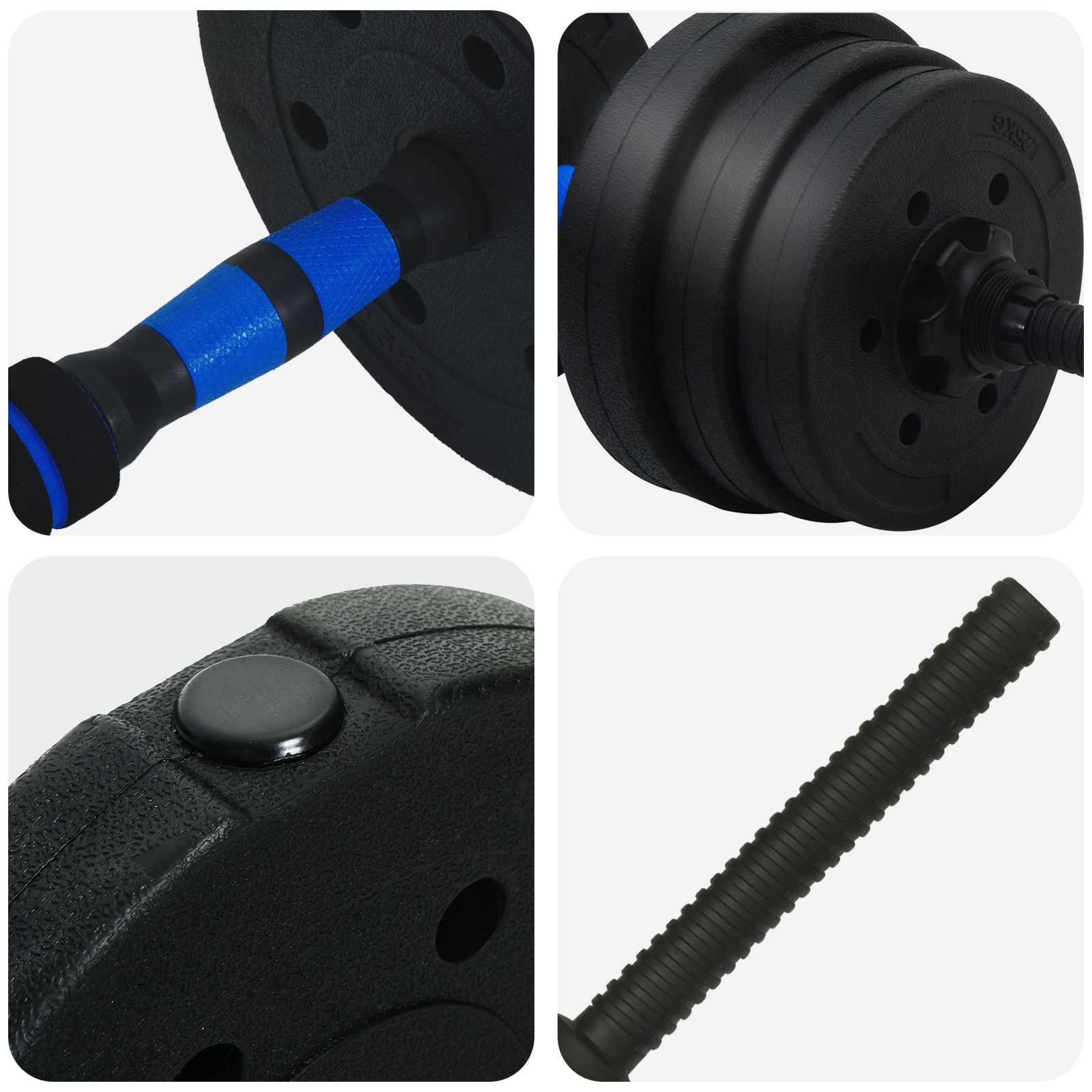 4-in-1 Hantelset 30kg Schwarz und Blau Zement und Eisensand