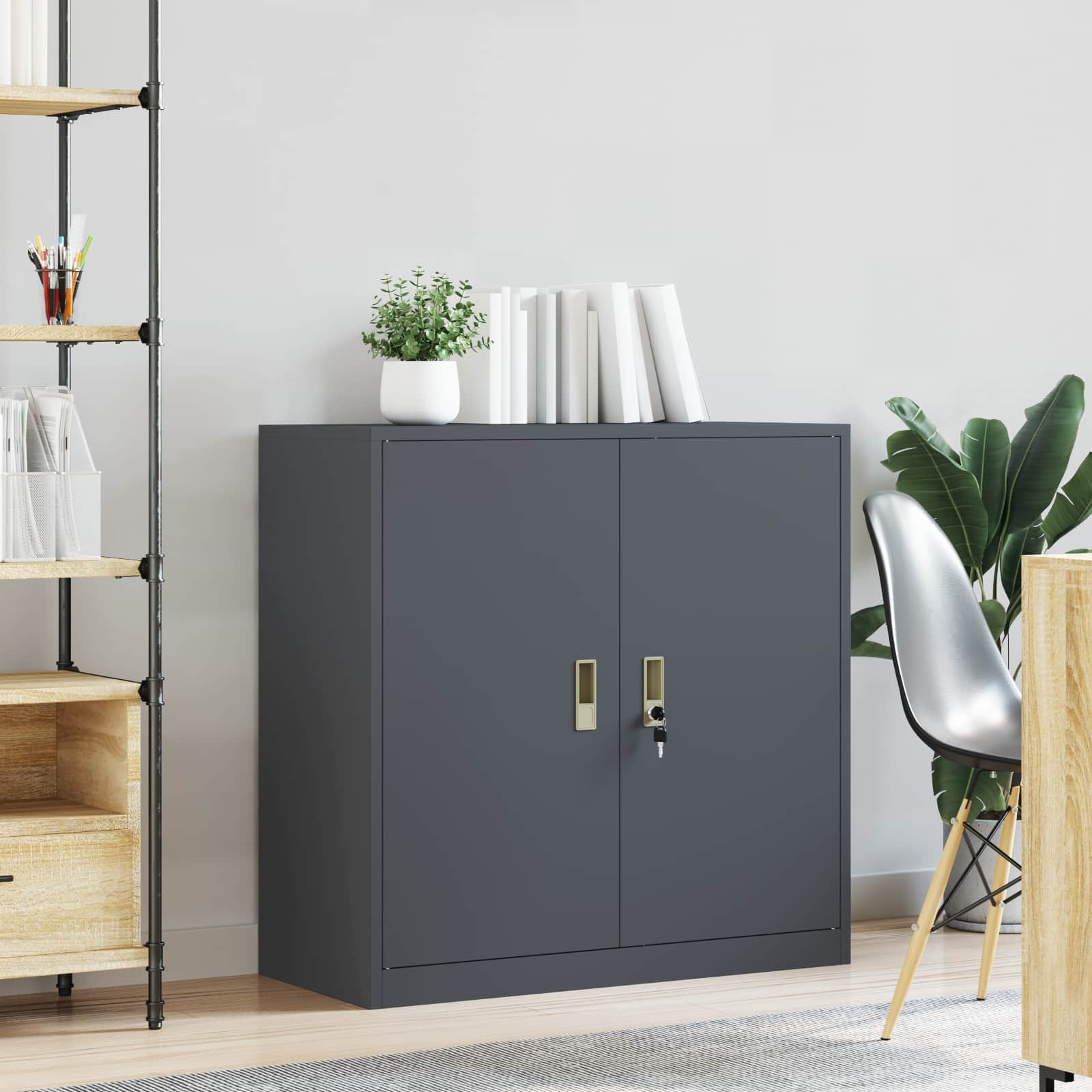 Aufbewahrungsschrank Anthrazit 90 x 40 x 90 cm Stahl