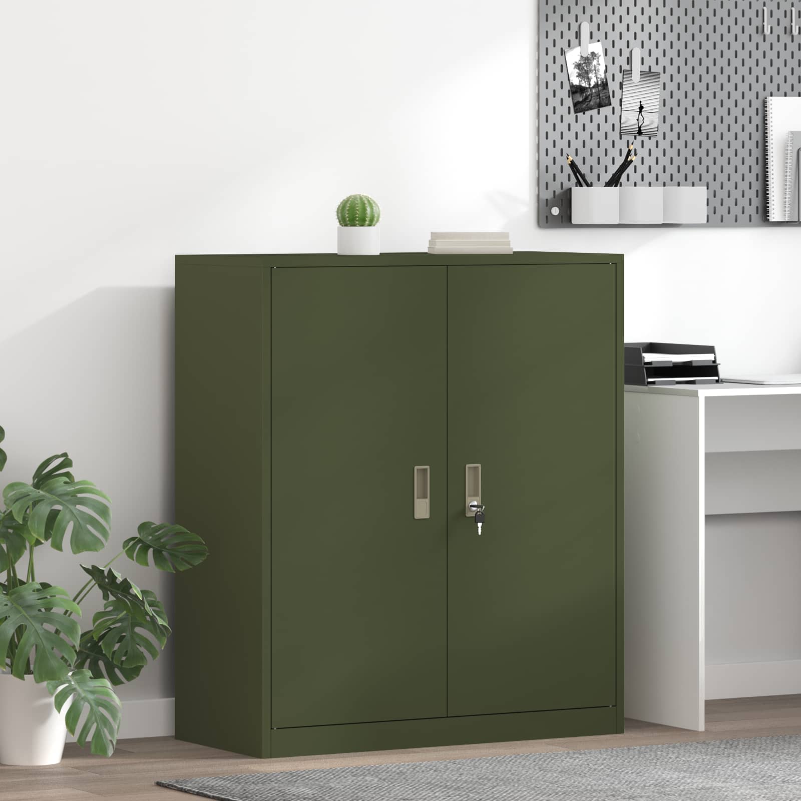 Aufbewahrungsschrank Olive Grün 90 x 40 x 105 cm Stahl