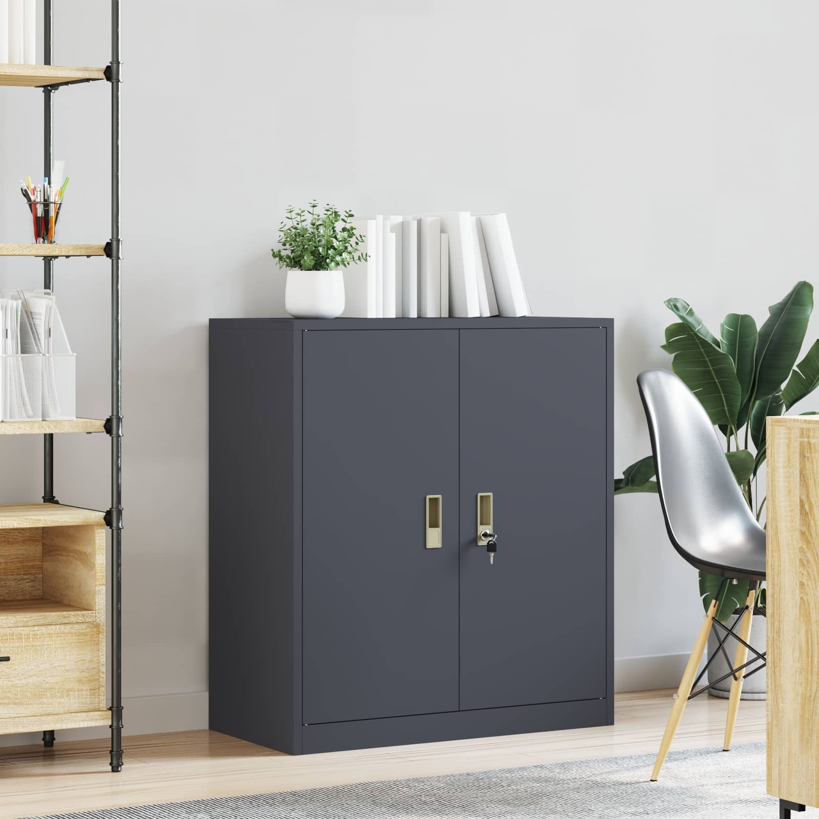 Aufbewahrungsschrank Anthrazit 80 x 40 x 90 cm Stahl