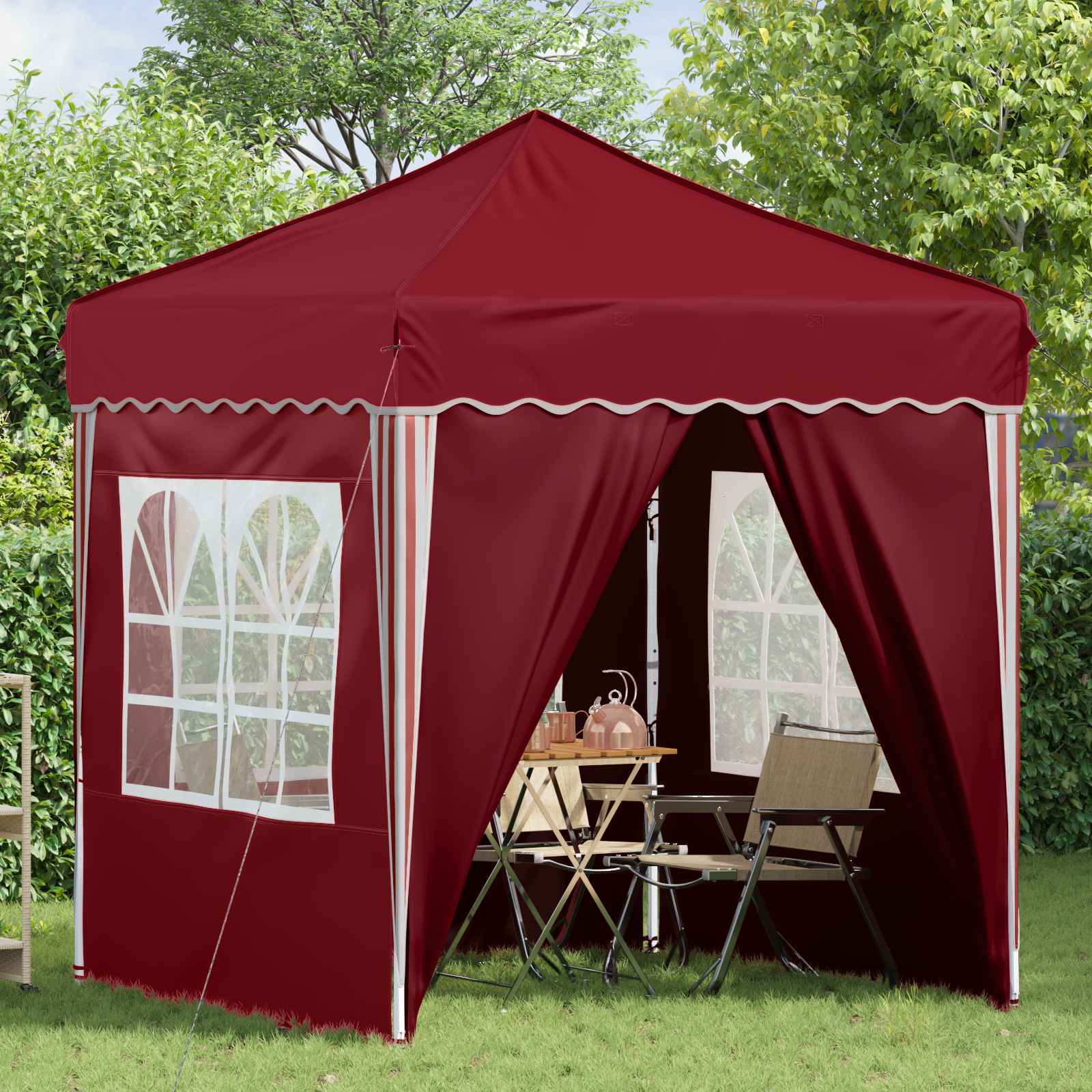 Pop-up Partyzelt 195 x 195 x 245 cm Bordeauxrot Oxford-Stoff