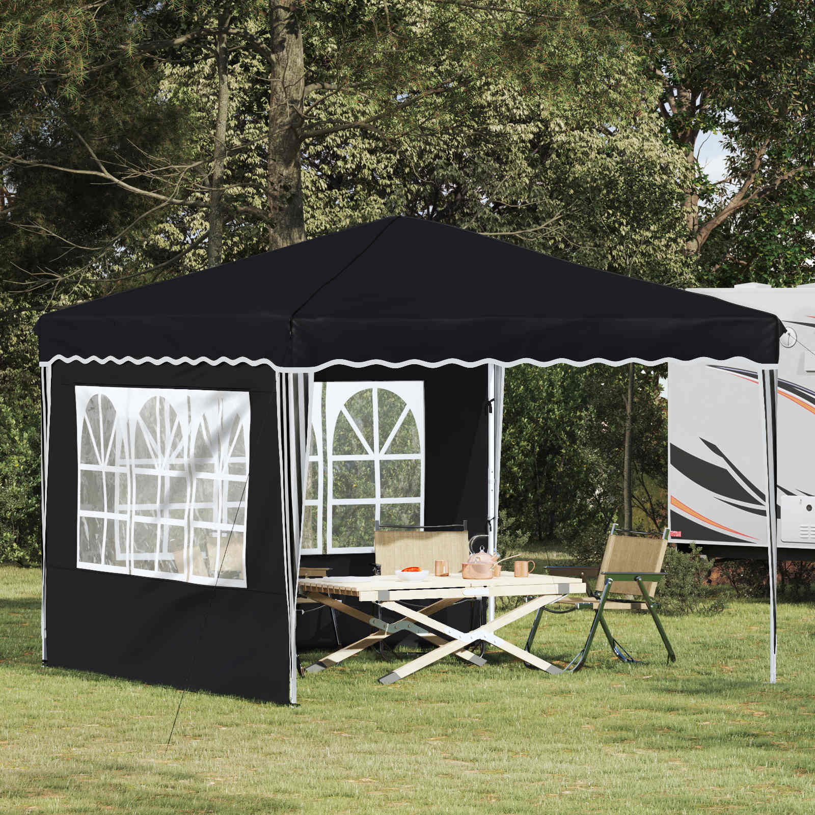 Pop-up Partyzelt 288 x 288 x 245 cm Anthrazit Oxford-Stoff