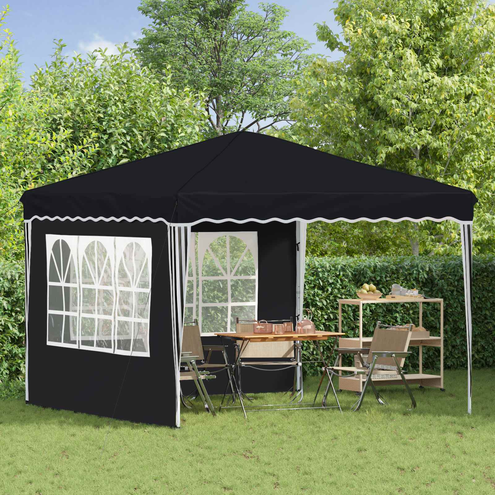 Pop-up Partyzelt 288 x 288 x 245 cm Anthrazit Oxford-Stoff