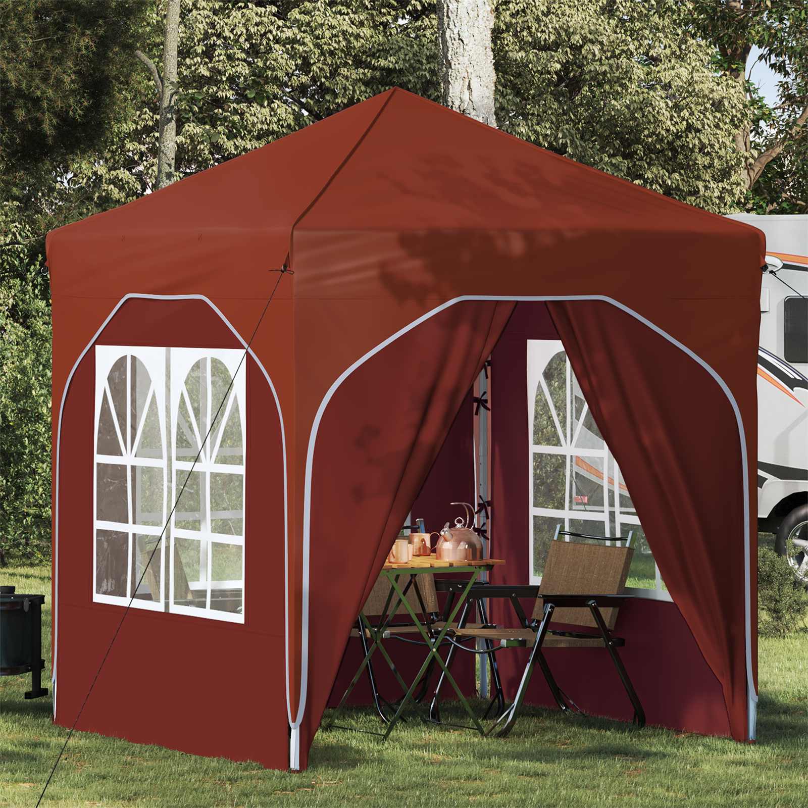 Pop-up Partyzelt 192 x 192 x 245 cm Terrakotta