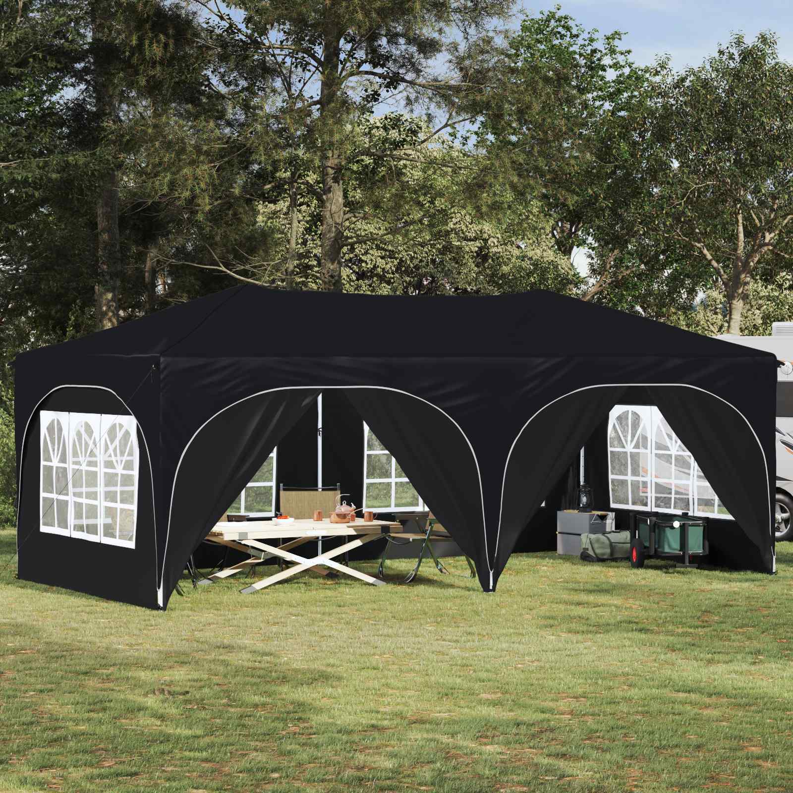 Pop-up Partyzelt 575 x 288 x 245 cm Anthrazit Oxford-Stoff