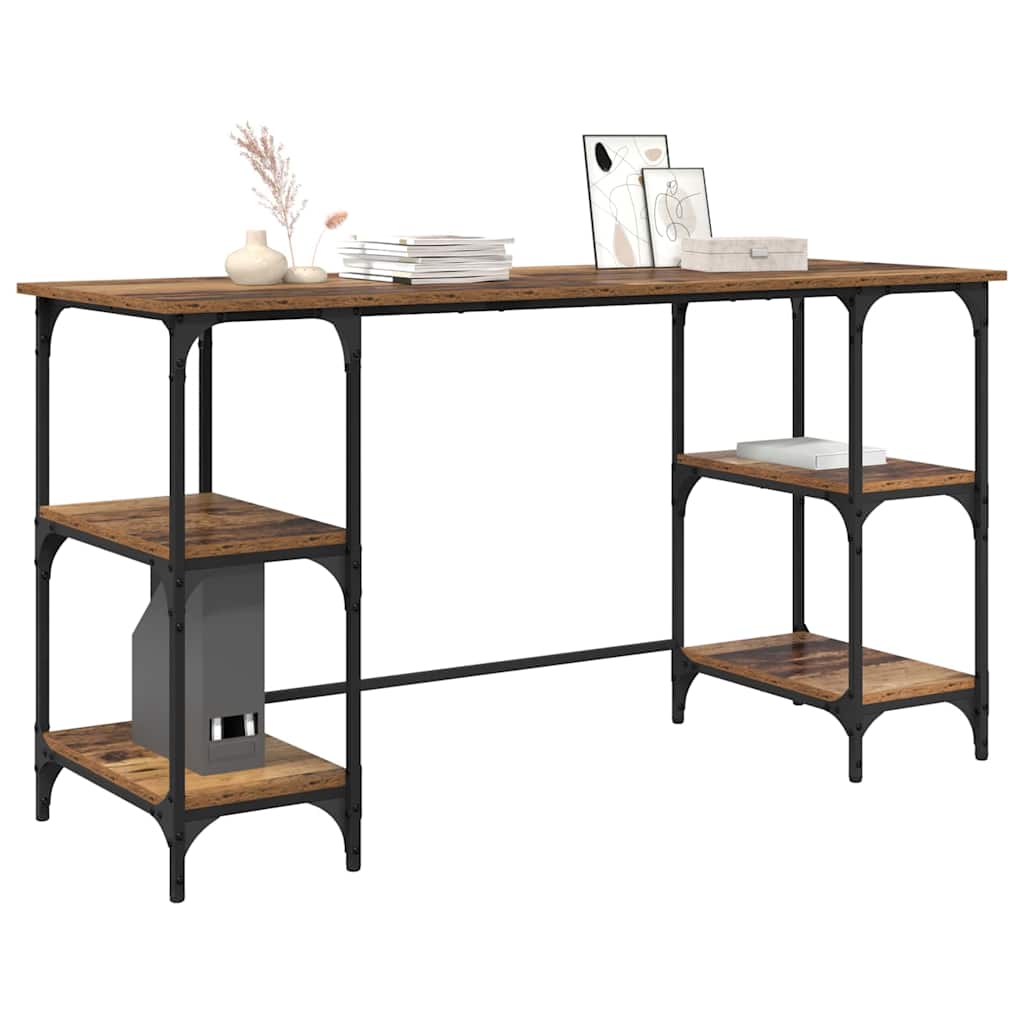Schreibtisch mit Regal Altholz 140 x 50 x 75 cm Holzwerkstoff