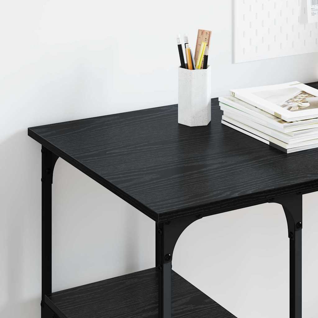 Schreibtisch mit Regal Schwarz Eichen-Optik 140 x 50 x 75 cm