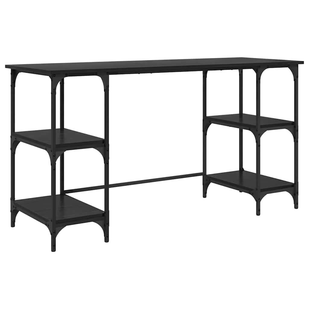 Schreibtisch mit Regal Schwarz Eichen-Optik 140 x 50 x 75 cm