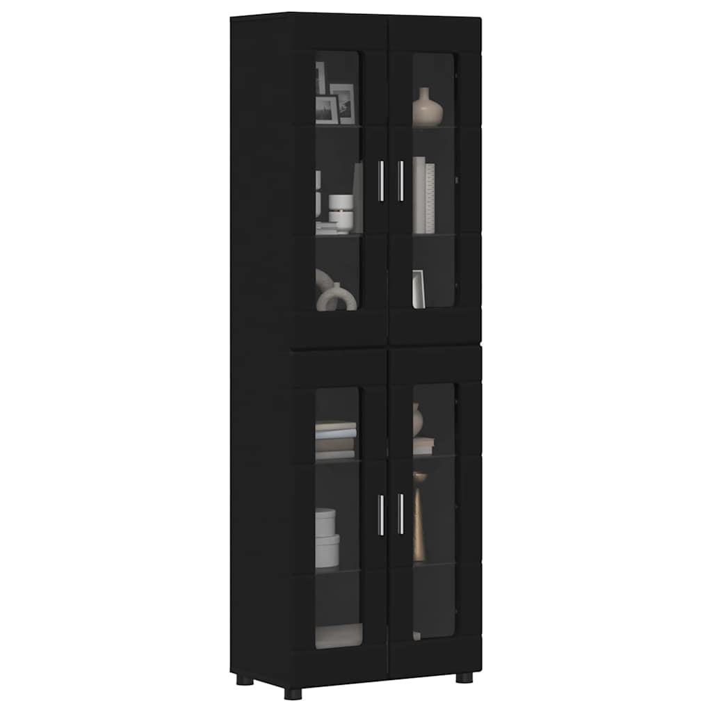 Highboard mit Tür FLORIN Schwarz 60 x 35 x 182 cm Holzwerkstoff