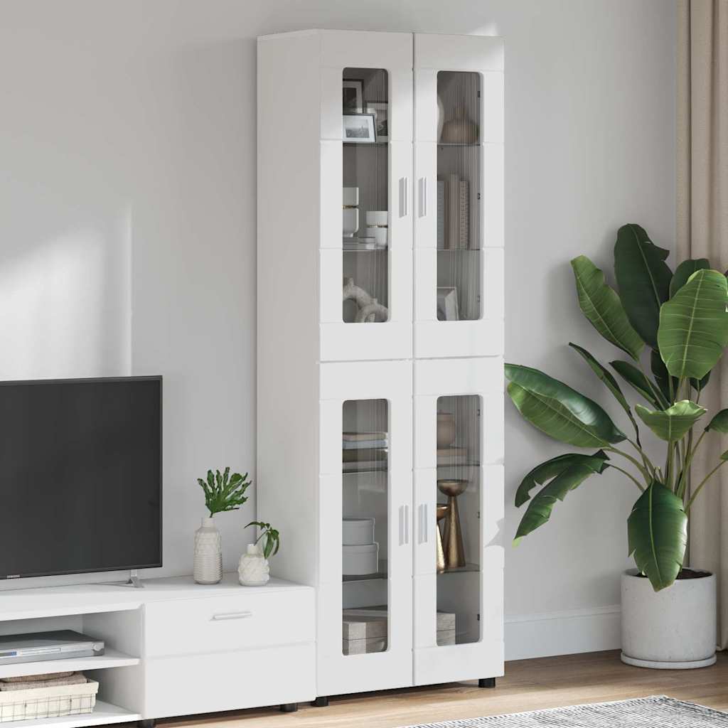 Highboard FLORIN Hochglanz Weiß 60 x 35 x 182 cm Holzwerkstoff