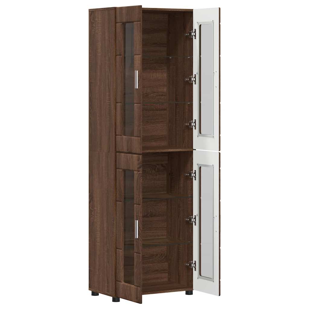 Highboard mit Regal FLORIN Braun Eichen-Optik 60 x 35 x 182 cm