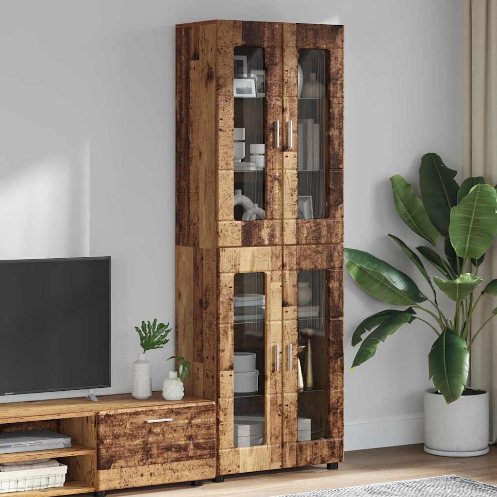 Highboard mit Tür FLORIN Altholz 60 x 35 x 182 cm Holzwerkstoff
