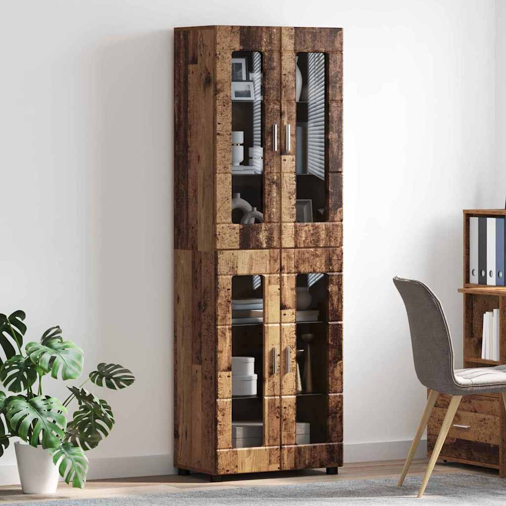 Highboard mit Tür FLORIN Altholz 60 x 35 x 182 cm Holzwerkstoff