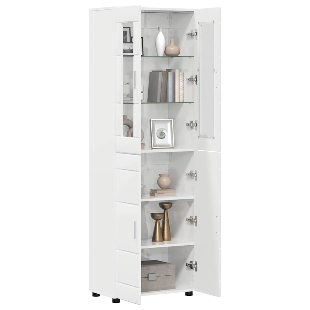 Highboard FLORIN Hochglanz Weiß 60 x 35 x 182 cm Holzwerkstoff