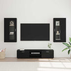 TV-Schrankset mit Schubladen FLORIN 3 pcs Schwarz Holzwerkstoff