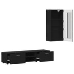 TV-Schrankset mit Schubladen FLORIN 3 pcs Schwarz Holzwerkstoff