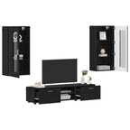 TV-Schrankset mit Schubladen FLORIN 3 pcs Schwarz Holzwerkstoff