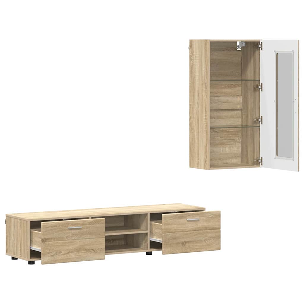 TV-Schrankset mit Regal FLORIN 3 pcs Sonoma-Eiche Holzwerkstoff