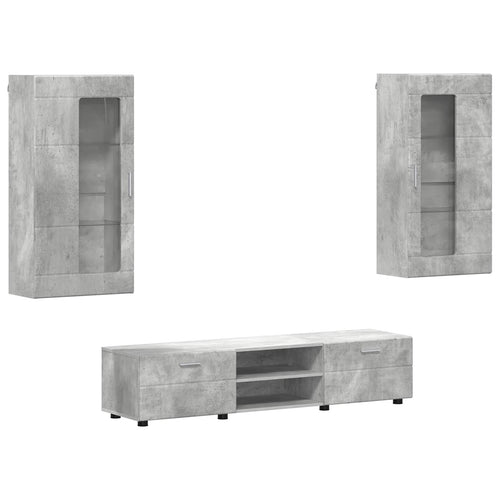 TV-Schrankset mit Regal FLORIN 3 pcs Beton Grau Holzwerkstoff