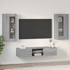 TV-Schrankset mit Tür FLORIN 3 pcs Graues Sonoma Holzwerkstoff