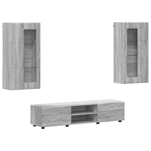 TV-Schrankset mit Tür FLORIN 3 pcs Graues Sonoma Holzwerkstoff