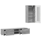TV-Schrankset mit Tür FLORIN 3 pcs Graues Sonoma Holzwerkstoff