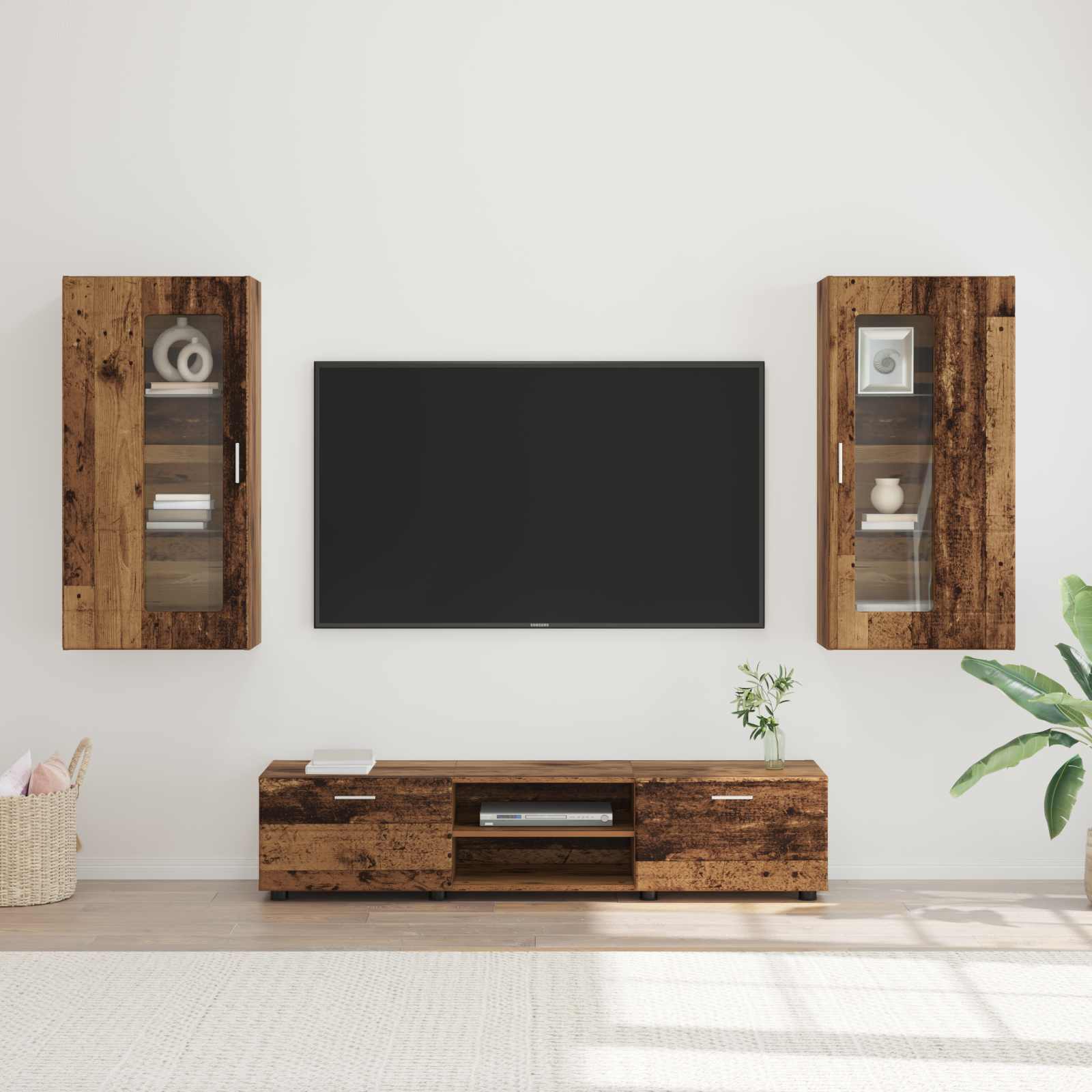 TV-Schrankset mit Schubladen FLORIN 3 pcs Altholz Holzwerkstoff