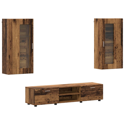 TV-Schrankset mit Schubladen FLORIN 3 pcs Altholz Holzwerkstoff