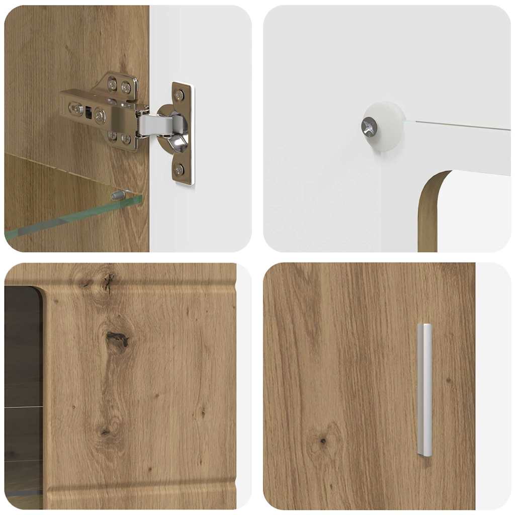 TV-Schrankset mit Tür FLORIN 3 pcs Artisan-Eiche Holzwerkstoff