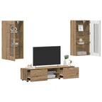 TV-Schrankset mit Tür FLORIN 3 pcs Artisan-Eiche Holzwerkstoff