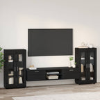 TV-Schrankset mit Schubladen FLORIN 3 pcs Schwarz Holzwerkstoff