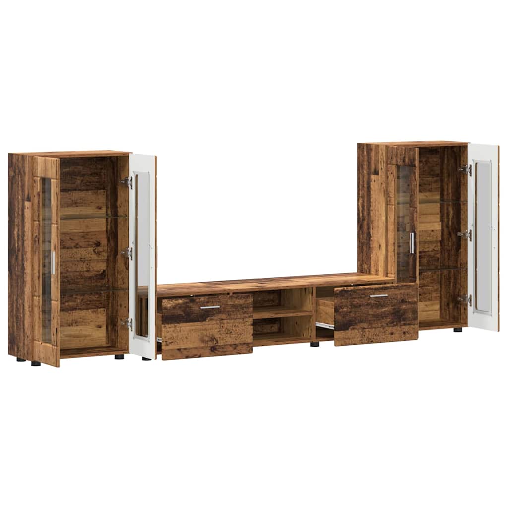 TV-Schrankset mit Schubladen FLORIN 3 pcs Altholz Holzwerkstoff