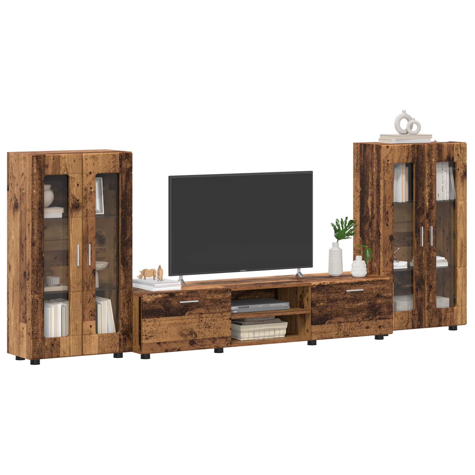 TV-Schrankset mit Schubladen FLORIN 3 pcs Altholz Holzwerkstoff