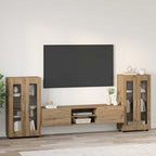 TV-Schrankset mit Tür FLORIN 3 pcs Artisan-Eiche Holzwerkstoff