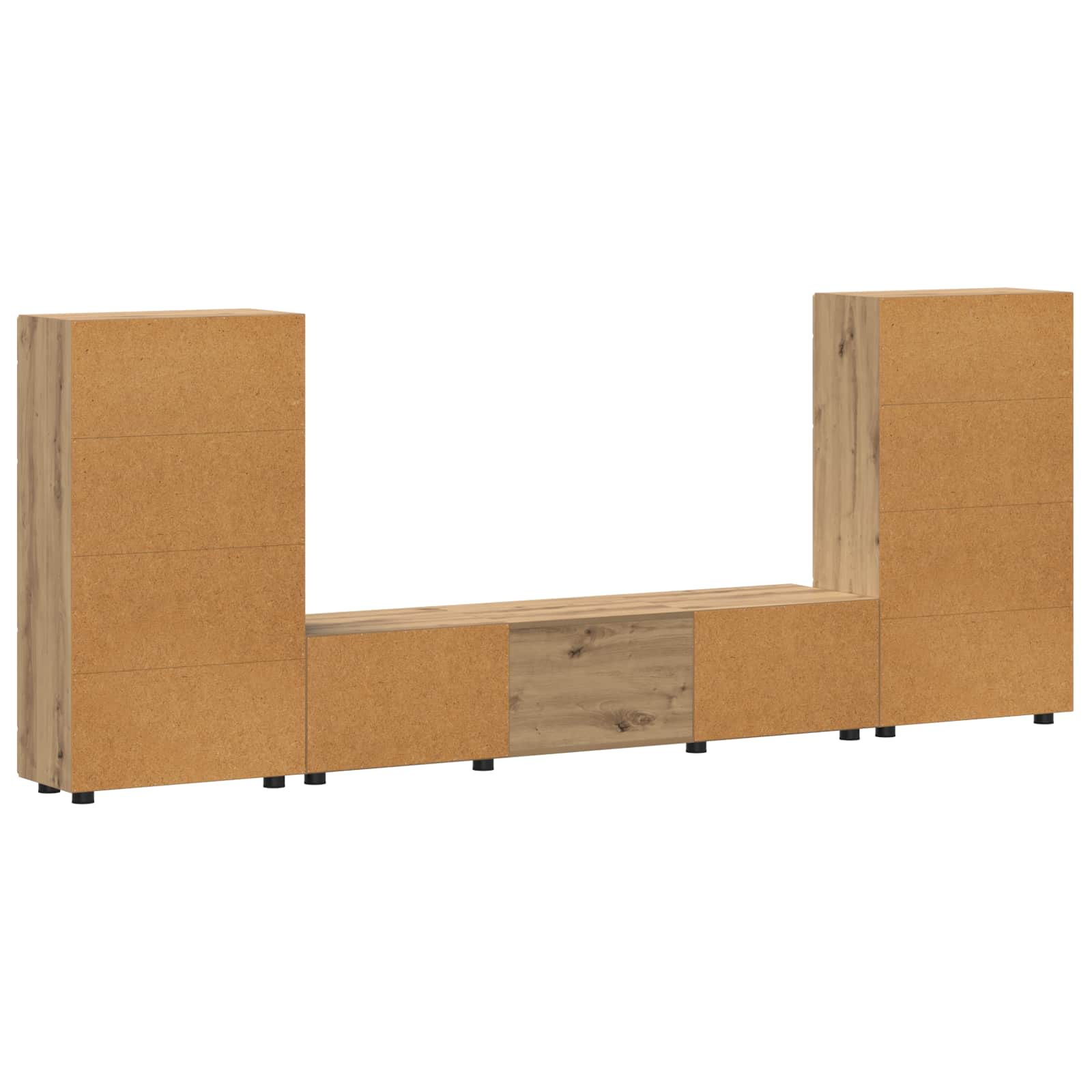 TV-Schrankset mit Tür FLORIN 3 pcs Artisan-Eiche Holzwerkstoff