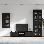 TV-Schrankset mit Schubladen FLORIN 3 pcs Schwarz Holzwerkstoff