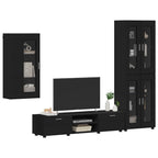 TV-Schrankset mit Schubladen FLORIN 3 pcs Schwarz Holzwerkstoff