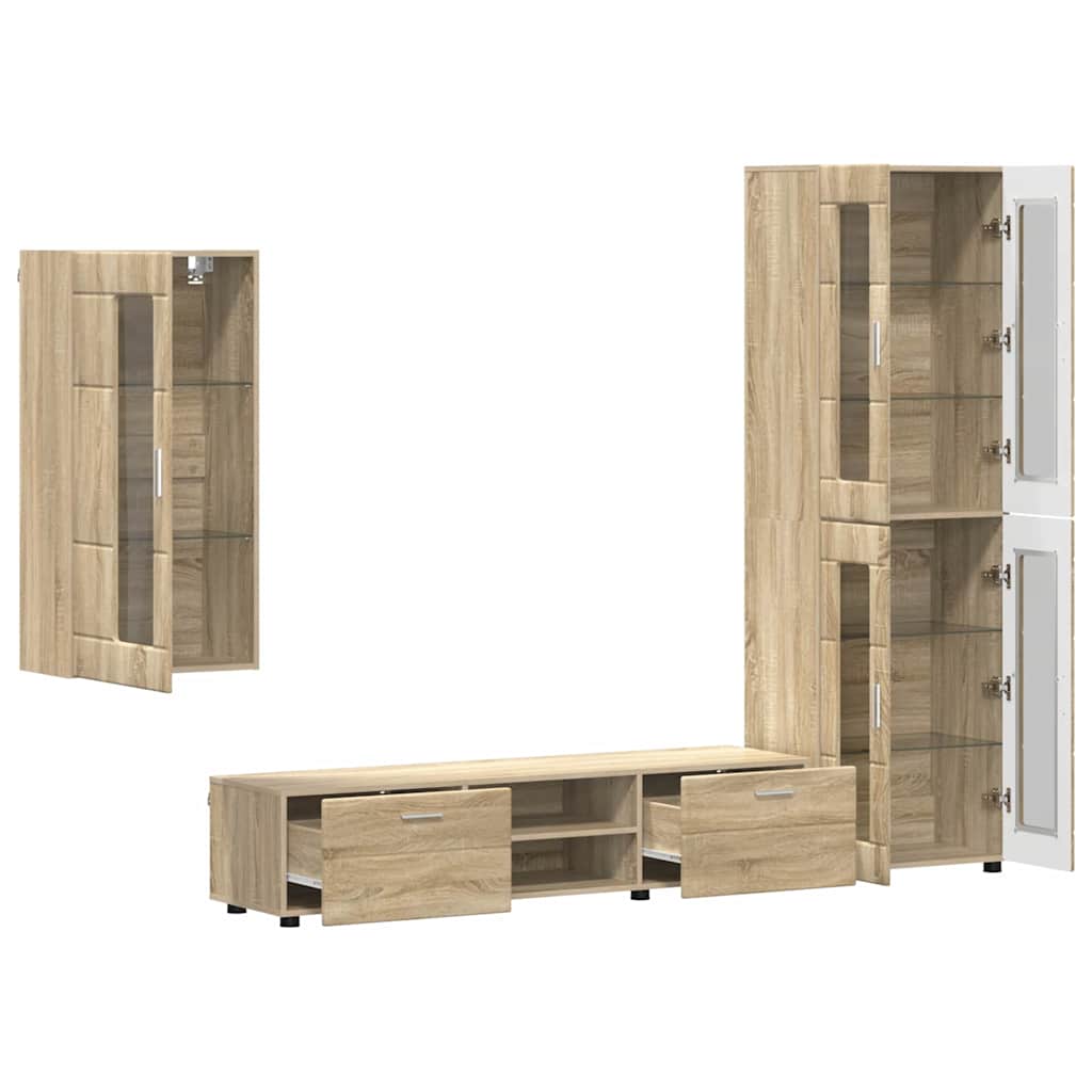 TV-Schrankset mit Regal FLORIN 3 pcs Sonoma-Eiche Holzwerkstoff