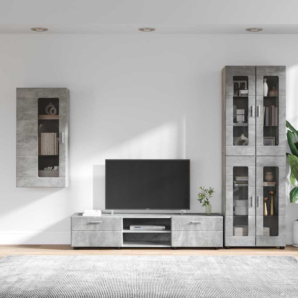 TV-Schrankset mit Regal FLORIN 3 pcs Beton Grau Holzwerkstoff