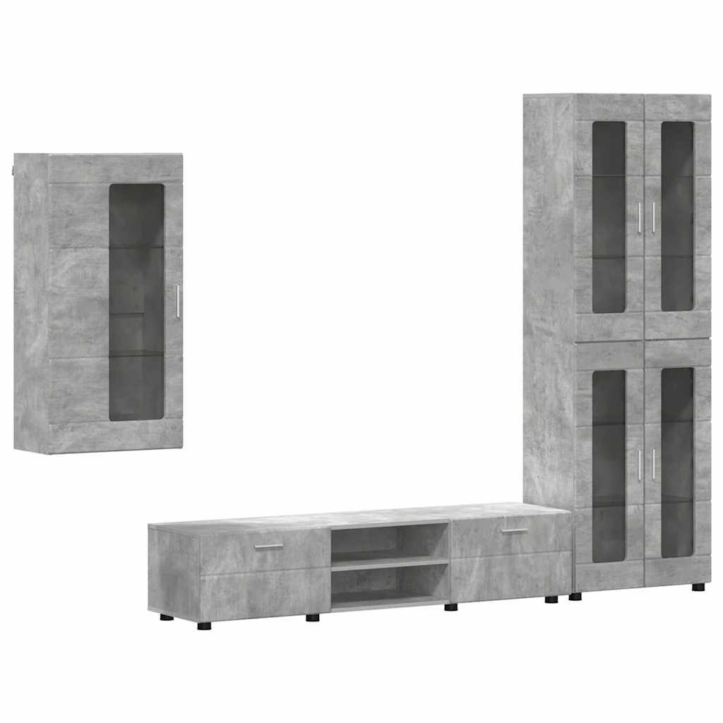 TV-Schrankset mit Regal FLORIN 3 pcs Beton Grau Holzwerkstoff