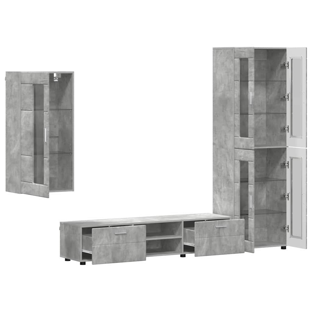 TV-Schrankset mit Regal FLORIN 3 pcs Beton Grau Holzwerkstoff