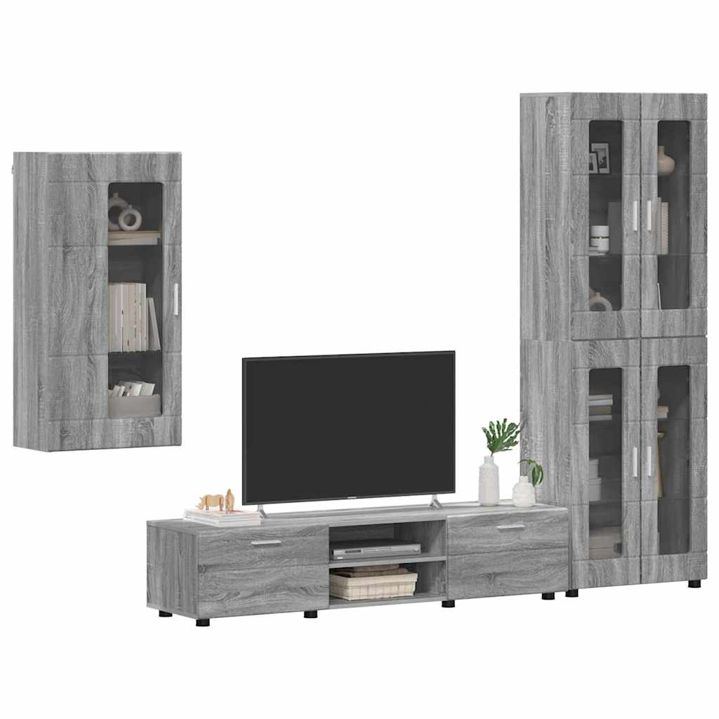 TV-Schrankset mit Tür FLORIN 3 pcs Graues Sonoma Holzwerkstoff